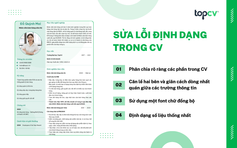 Sửa lỗi định dạng trong CV